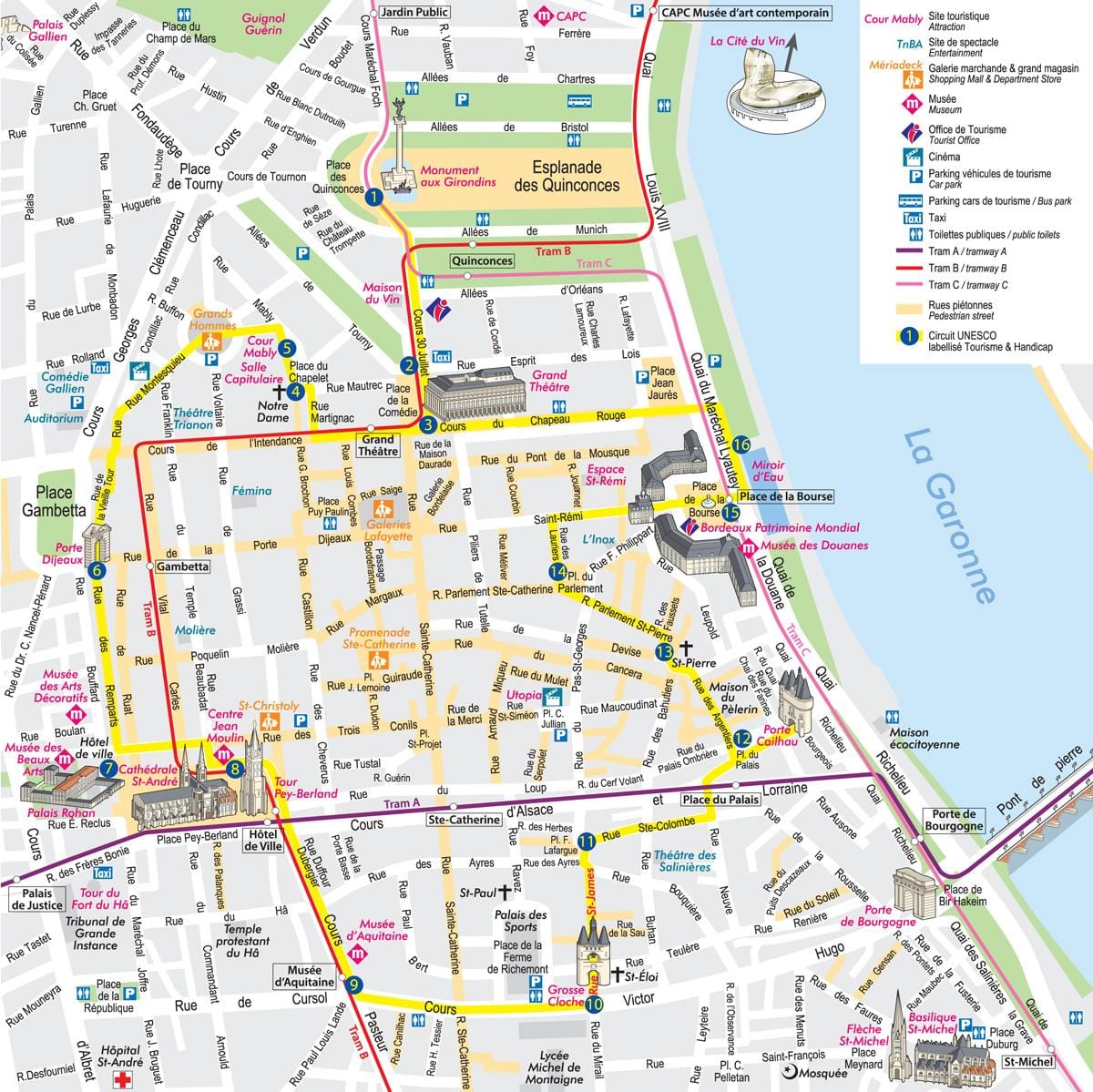 Bordeaux centrum karta
