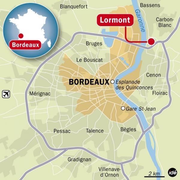 karta över Bordeaux förort