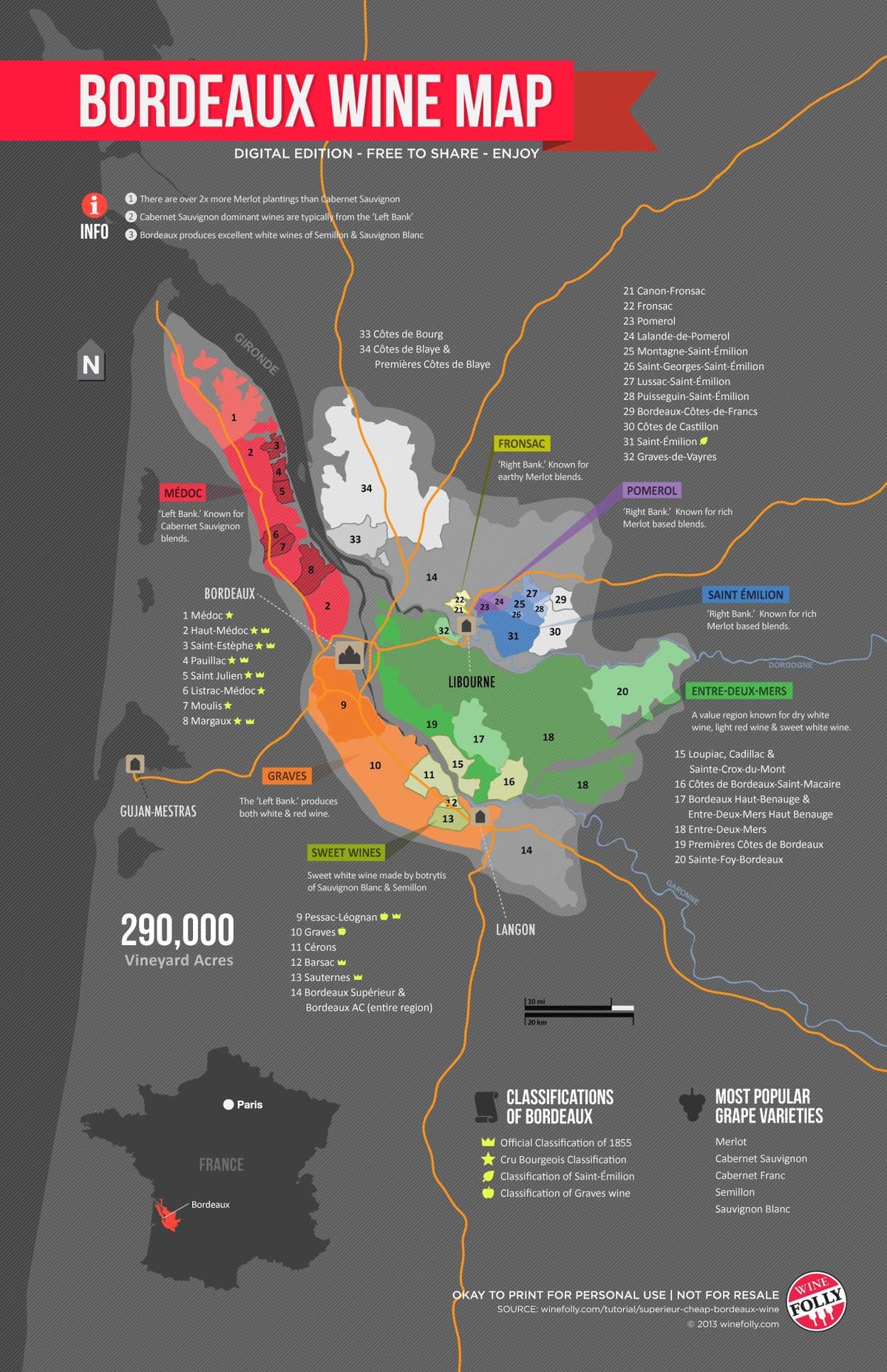 karta över Bordeaux vin dårskap