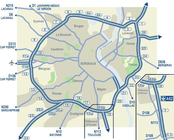 Bordeaux road karta
