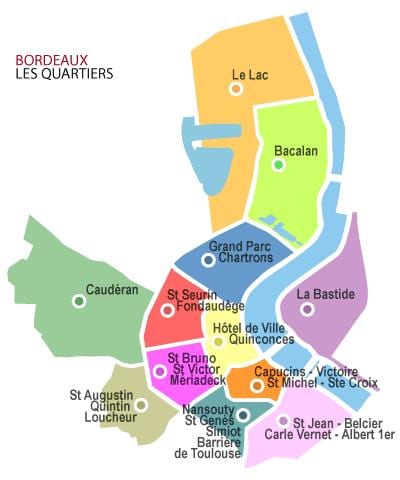 karta över stadsdelen Bordeaux
