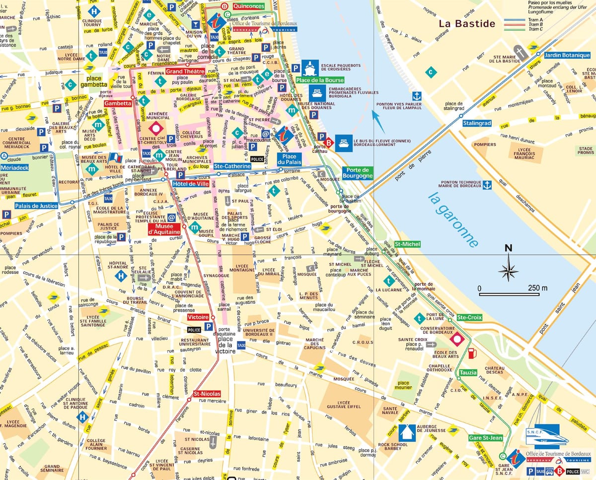 street map Bordeaux, frankrike