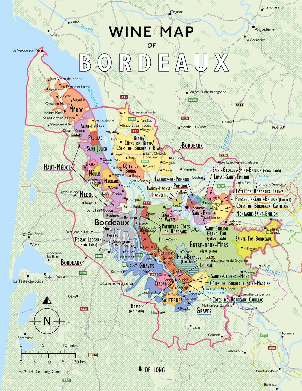 Bordeaux vingårdar karta