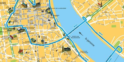 Karta över staden Bordeaux, frankrike