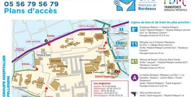 Karta över Bordeaux sjukhus
