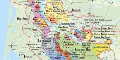 Karta över Bordeaux wine route 