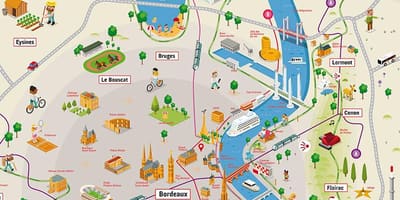 Bordeaux och omgivande område karta