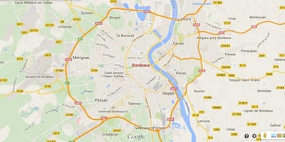 Karta Bordeaux-området, frankrike